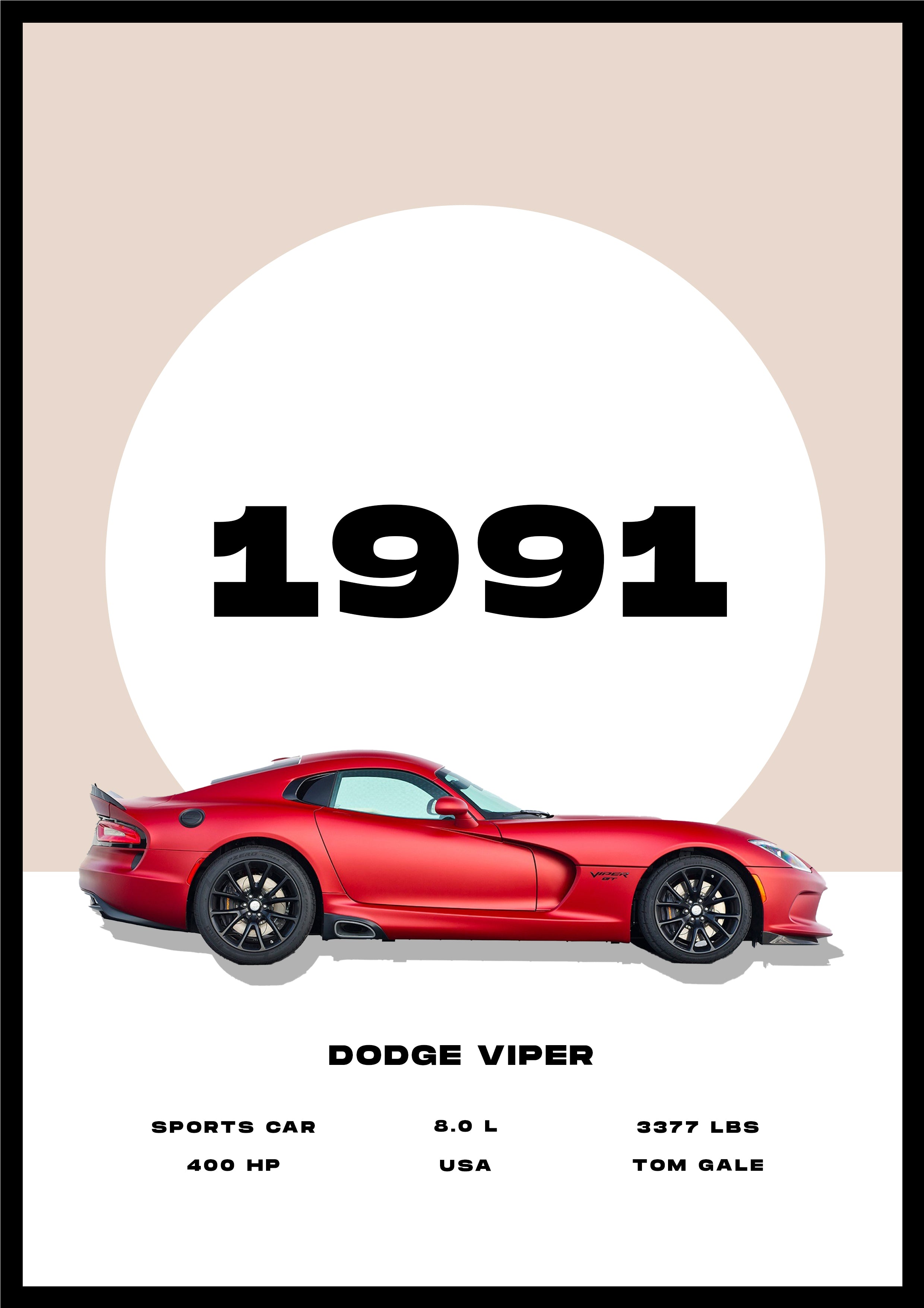 Dodge Viper 1991 - Car Poster