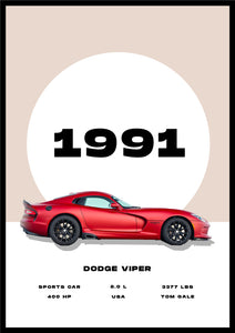 Dodge Viper 1991 - Car Poster