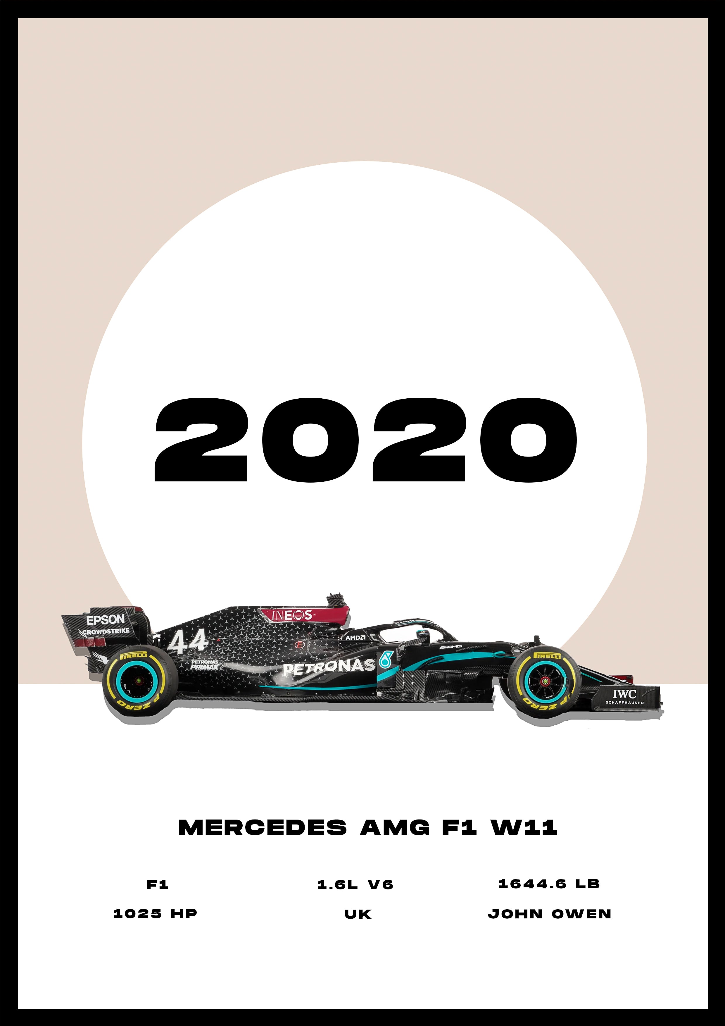 MERCEDES AMG F1 W11 - Car Poster