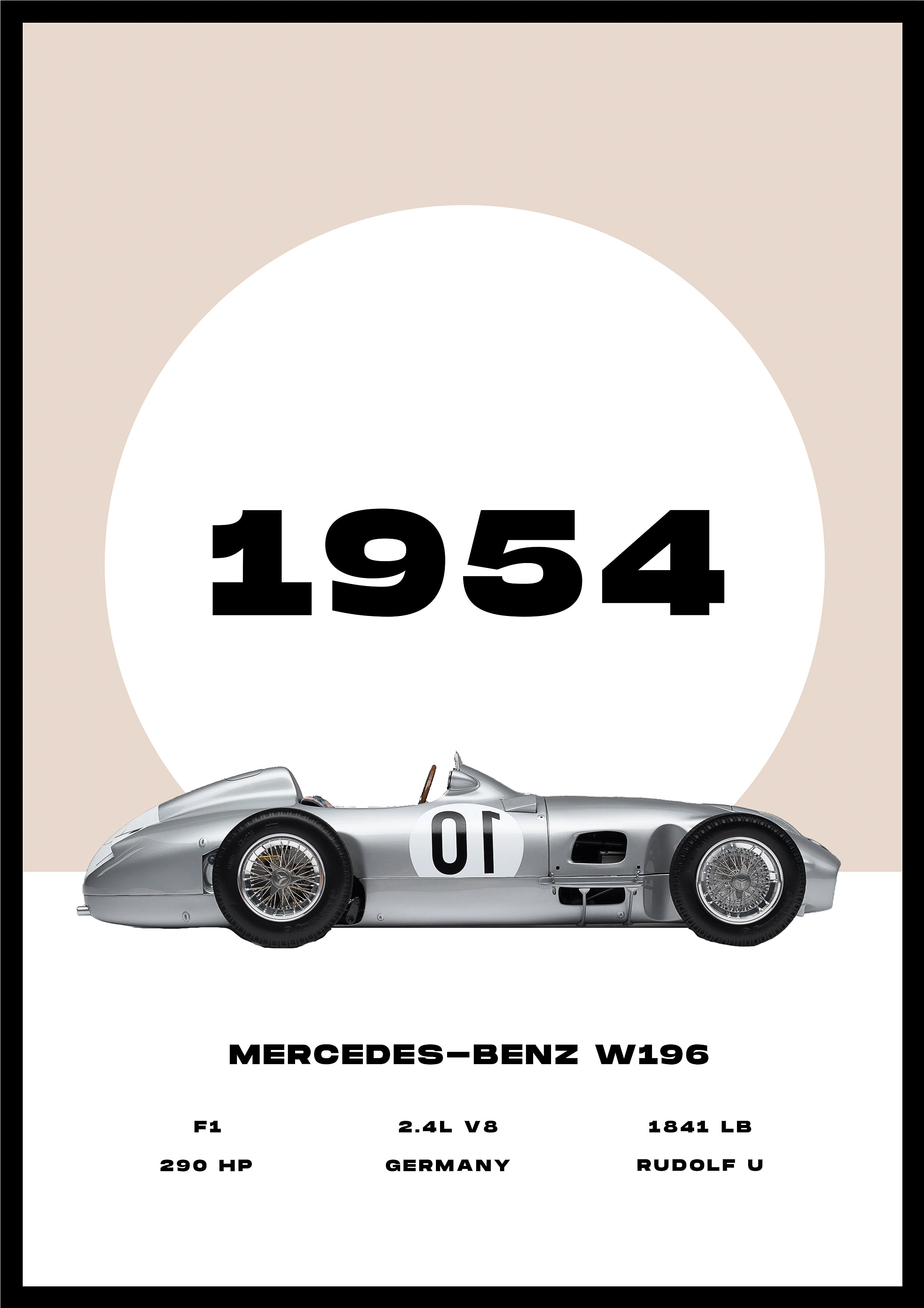 Mercedes Benz- F1 W196 - Car Poster