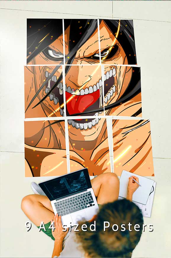 Eren Yeager Attack On Titan - Anime Block Kit Posters