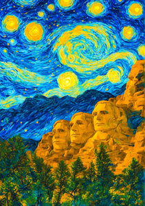 Mount Rushmore In Starry Night