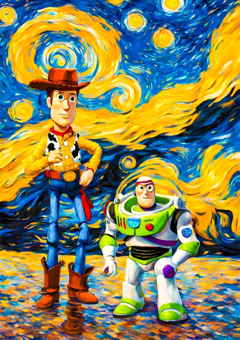 Toy Story In Starry Night