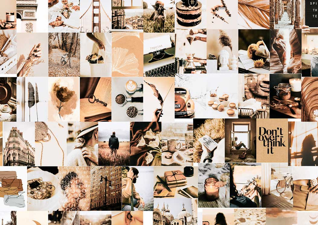 Beige cozy aesthetic posters collage