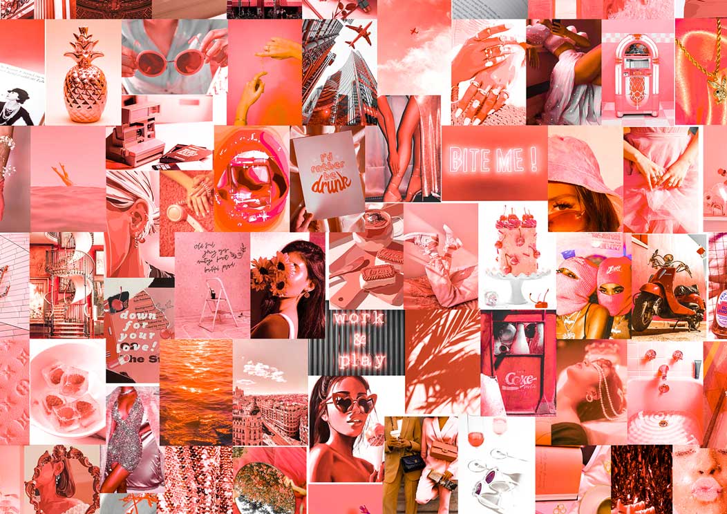 130 PCS Boujee Pink Aesthetic Wall Collage Kit Luxury Pink 