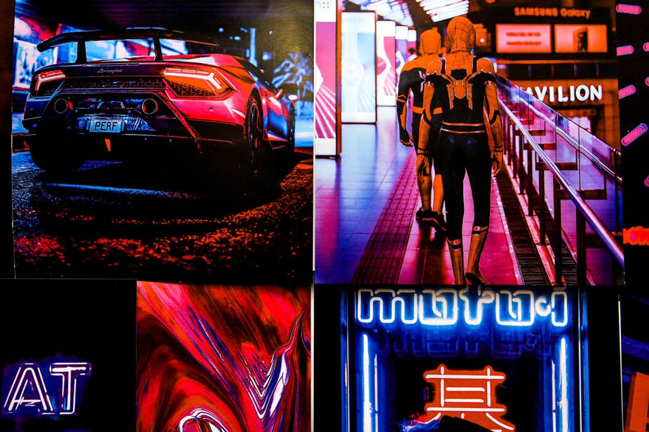 Trippy neon cyberpunk aesthetic posters collage