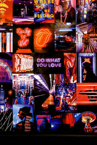 Trippy neon cyberpunk aesthetic posters collage