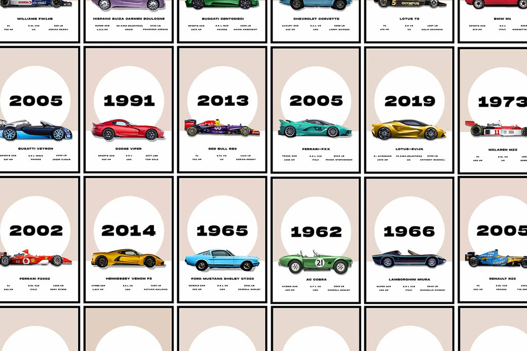 Sports cars posters collage