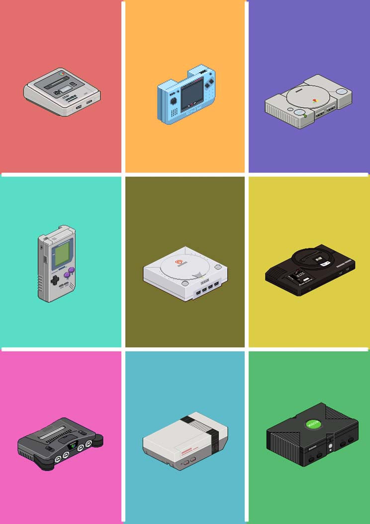Gaming Consoles - Block Kit Posters